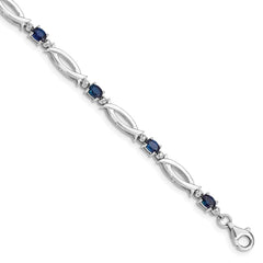 Sterling Silver Rhodium-plated Sapphire and Diamond Bracelet - 3