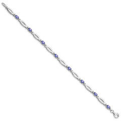 Sterling Silver Rhodium-plated Tanzanite and Diamond Bracelet - 5