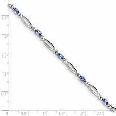 Sterling Silver Rhodium-plated Tanzanite and Diamond Bracelet - 5