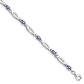 Sterling Silver Rhodium-plated Tanzanite and Diamond Bracelet - 5