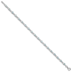 Sterling Silver Rhodium-plated Aquamarine and Diamond Bracelet - 4