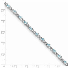 Sterling Silver Rhodium-plated Aquamarine and Diamond Bracelet - 4