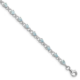 Sterling Silver Rhodium-plated Aquamarine and Diamond Bracelet - 4
