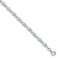 Sterling Silver Rhodium-plated Aquamarine and Diamond Bracelet - 4
