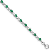 Sterling Silver Rhodium-plated Emerald and Diamond Bracelet - 2