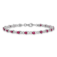 Sterling Silver Rhodium-plated Composite Ruby and Diamond Bracelet - 4