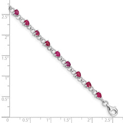 Sterling Silver Rhodium-plated Composite Ruby and Diamond Bracelet - 4