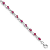 Sterling Silver Rhodium-plated Composite Ruby and Diamond Bracelet - 4