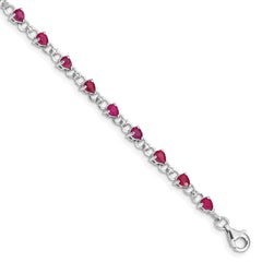 Sterling Silver Rhodium-plated Composite Ruby and Diamond Bracelet - 4