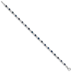 Sterling Silver Rhodium-plated Sapphire and Diamond Bracelet - 4