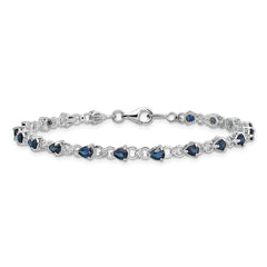 Sterling Silver Rhodium-plated Sapphire and Diamond Bracelet - 4