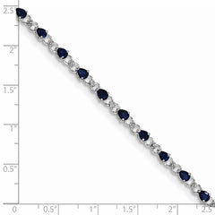 Sterling Silver Rhodium-plated Sapphire and Diamond Bracelet - 4