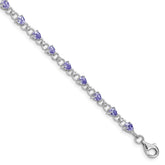 Sterling Silver Rhodium-plated Tanzanite and Diamond Bracelet - 3