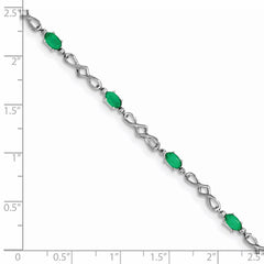 Sterling Silver Rhodium-plated Emerald and Diamond Bracelet - 4