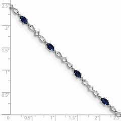 Sterling Silver Rhodium-plated Sapphire and Diamond Bracelet - 6