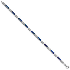 Sterling Silver Rhodium-plated Sapphire and Diamond Bracelet - 2