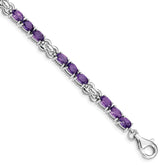 Sterling Silver Rhodium-plated Amethyst Bracelet - 8