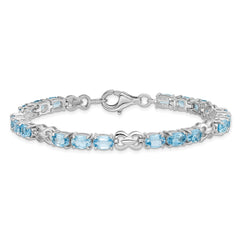 Sterling Silver Rhodium-plated Blue Topaz Bracelet