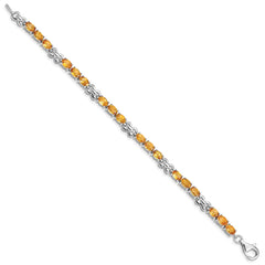 Sterling Silver Rhodium-plated Citrine Bracelet - 4