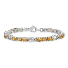Sterling Silver Rhodium-plated Citrine Bracelet - 4