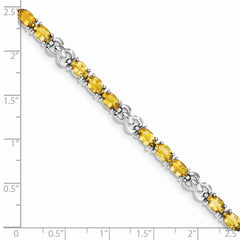 Sterling Silver Rhodium-plated Citrine Bracelet - 4