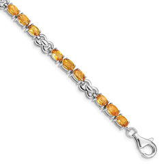 Sterling Silver Rhodium-plated Citrine Bracelet - 4
