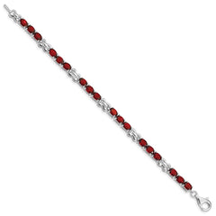 Sterling Silver Rhodium-plated Garnet Bracelet