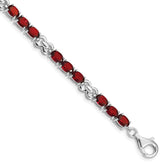 Sterling Silver Rhodium-plated Garnet Bracelet