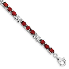 Sterling Silver Rhodium-plated Garnet Bracelet