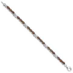 Sterling Silver Rhodium-plated Smoky Quartz Bracelet - 2