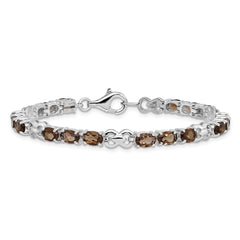 Sterling Silver Rhodium-plated Smoky Quartz Bracelet - 2