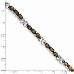 Sterling Silver Rhodium-plated Smoky Quartz Bracelet - 2
