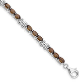 Sterling Silver Rhodium-plated Smoky Quartz Bracelet - 2