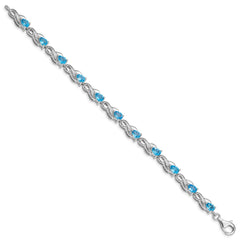 Sterling Silver Rhodium-plated Blue Topaz Bracelet - 2