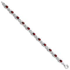 Sterling Silver Rhodium-plated Garnet Bracelet - 5