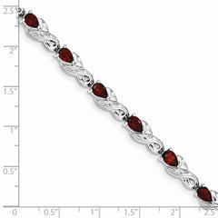Sterling Silver Rhodium-plated Garnet Bracelet - 5