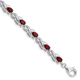 Sterling Silver Rhodium-plated Garnet Bracelet - 5