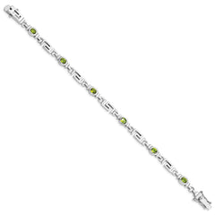 Sterling Silver Rhodium-plated Peridot Bracelet - 7