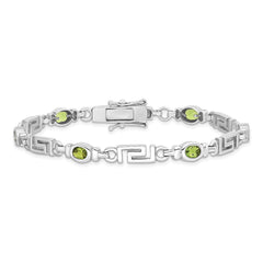 Sterling Silver Rhodium-plated Peridot Bracelet - 7