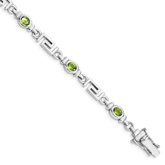 Sterling Silver Rhodium-plated Peridot Bracelet - 7