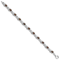 Sterling Silver Rhodium-plated Smoky Quartz Bracelet - 3