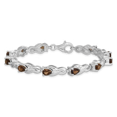 Sterling Silver Rhodium-plated Smoky Quartz Bracelet - 3