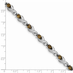 Sterling Silver Rhodium-plated Smoky Quartz Bracelet - 3