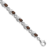 Sterling Silver Rhodium-plated Smoky Quartz Bracelet - 3