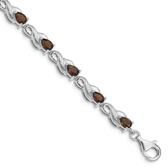 Sterling Silver Rhodium-plated Smoky Quartz Bracelet - 3