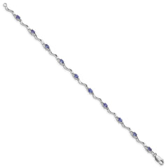 Sterling Silver Rhodium Plated Diamond and Tanzanite Bracelet