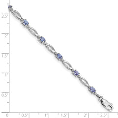 Sterling Silver Rhodium Plated Diamond and Tanzanite Bracelet - 2