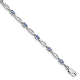 Sterling Silver Rhodium Plated Diamond and Tanzanite Bracelet - 2
