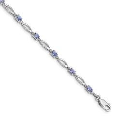 Sterling Silver Rhodium Plated Diamond and Tanzanite Bracelet - 2