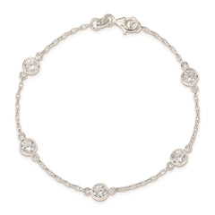 Sterling Silver Polished CZ Bracelet